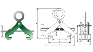 Захват горизонтальний зі збільшеним отвором P-6686 тип H Green Pin® для  підйому та транспортування сталевих балок