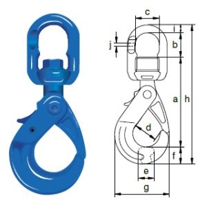 Гак-вертлюг самоблокувальний UXLE Green Pin® 10 клас EN 1677 Гак-вертлюг самоблокувальний UXLE Green Pin® 10 клас EN 1677